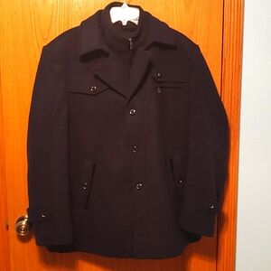 Men's Navy Blue Wool Blend Winter Jacket